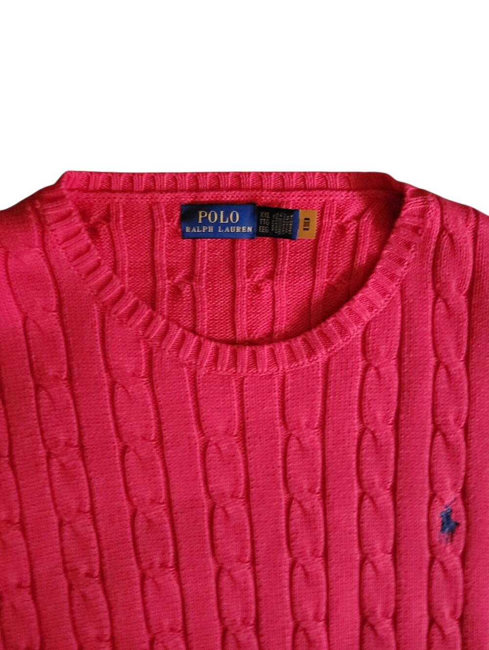 Polo Ralph Lauren Cable Knit Sweater XXL Red Cotton Preppy Heritage  Crewneck - Picture 4 of 9